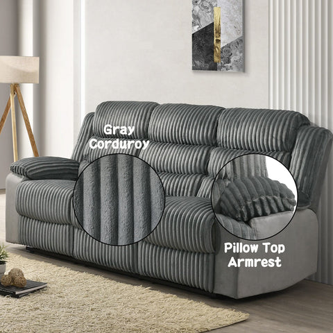 ACME Lesley Gray Corduroy Velvet Motion Sofa Model LV04620