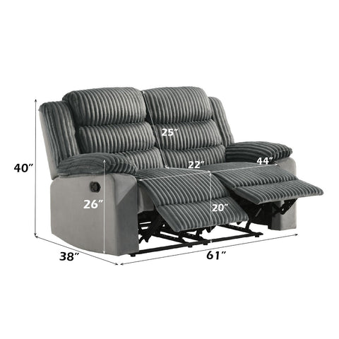 ACME Lesley Gray Corduroy Velvet Motion Loveseat Model LV04621