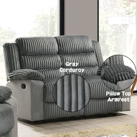 ACME Lesley Gray Corduroy Velvet Motion Loveseat Model LV04621