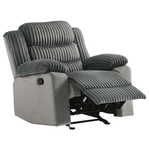 ACME Lesley Gray Corduroy Velvet Motion Glider Recliner Model LV04622