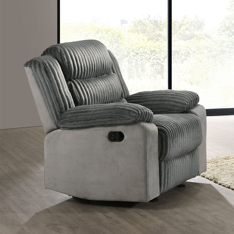 ACME Lesley Gray Corduroy Velvet Motion Glider Recliner Model LV04622