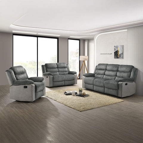 ACME Lesley Gray Corduroy Velvet Motion Glider Recliner Model LV04622