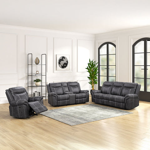 ACME Zubaida Dark Gray Polish Microfiber Power Motion with Drop Down Table USB Port Model LV04670
