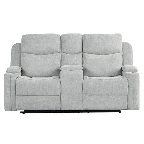 ACME Galya Light Gray Chenille Motion Loveseat with Console Model LV04681