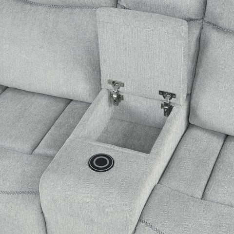 ACME Galya Light Gray Chenille Motion Loveseat with Console Model LV04681