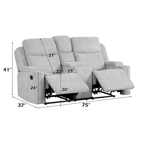 ACME Galya Light Gray Chenille Motion Loveseat with Console Model LV04681