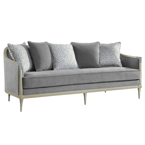 ACME Fernando Gray Chenille Champagne Sofa with 5 Pillows Model LV04820