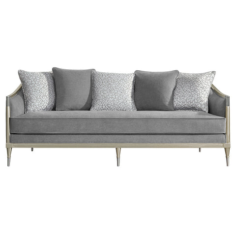 ACME Fernando Gray Chenille Champagne Sofa with 5 Pillows Model LV04820