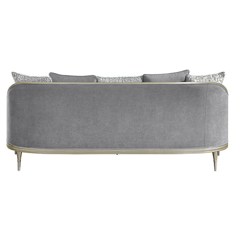 ACME Fernando Gray Chenille Champagne Sofa with 5 Pillows Model LV04820
