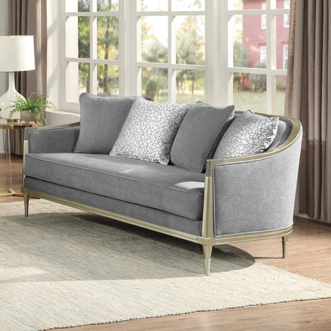 ACME Fernando Gray Chenille Champagne Loveseat with 4 Pillows Model LV04821