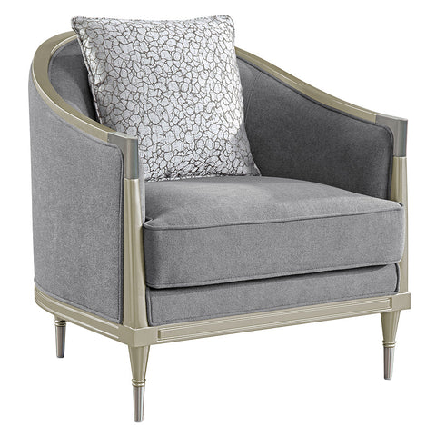ACME Fernando Gray Chenille Champagne Chair with Pillow Model LV04822