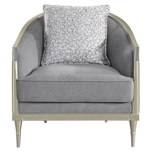 ACME Fernando Gray Chenille Champagne Chair with Pillow Model LV04822