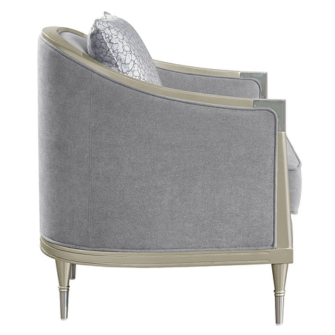 ACME Fernando Gray Chenille Champagne Chair with Pillow Model LV04822