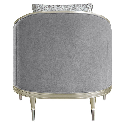 ACME Fernando Gray Chenille Champagne Chair with Pillow Model LV04822