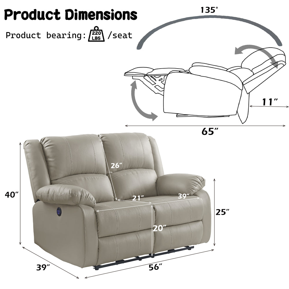 Zuriel Power Motion Loveseat w/USB