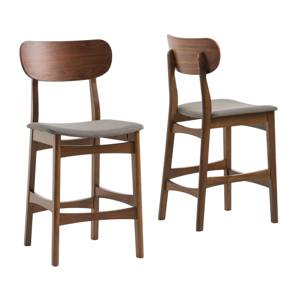 Modrest Lynn - Modern Grey & Walnut Counter Chair (Set of 2)