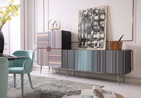 Modrest Macoy Modern Multicolor And Black Ash Wine Cabinet Model VGVCGR2008-WINE