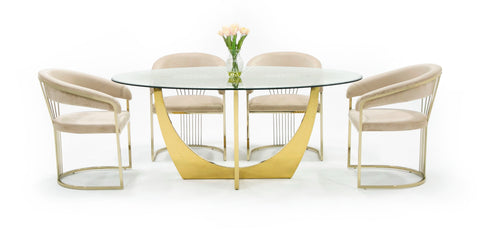 Modrest Chambers Glass & Gold Dining Table Model VGGM-DT-DOLORES-DT