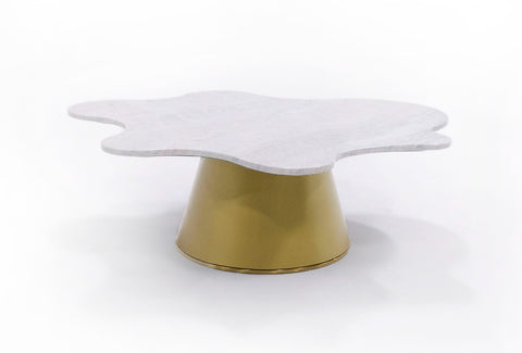 Modrest Gabbro High Glam White Marble And Gold Coffee Table Model VGODLZ-220C-H