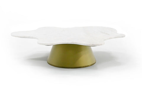 Modrest Gabbro Low Glam White Marble And Gold Coffee Table Model VGODLZ-220C-L