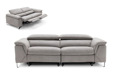 Divani Casa Maine Modern Light Grey Fabric Sofa With Electric Recliners Model VGKNE9104-E9-LGRY-3-S