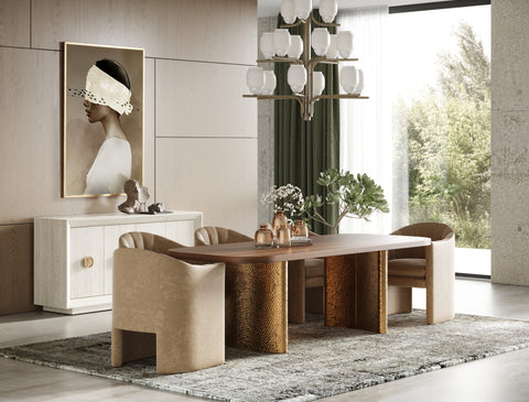 Modrest Marjorie Modern Walnut & Brushed Gold Rectangular Dining Table Model VGGMDT-1705-WAL