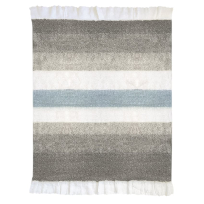 Mildred Light Grey, White and Light Blue Throw
