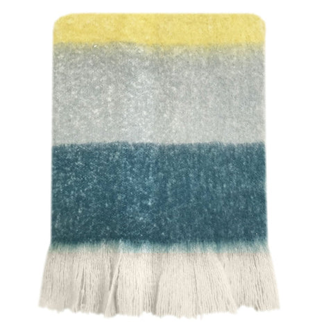 Leanne Prussian Blue, Yellow and Off White Throw