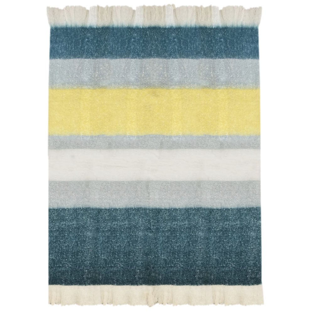 Leanne Prussian Blue, Yellow and Off White Throw