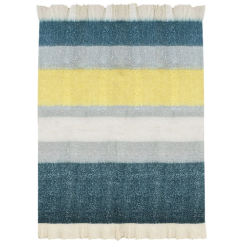 Leanne Prussian Blue, Yellow and Off White Throw