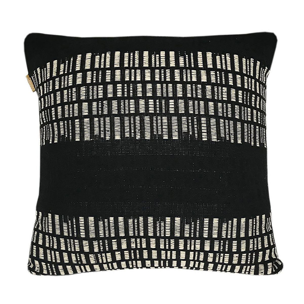 Kaila Bark Stripe Cotton Black Cushion Pillow