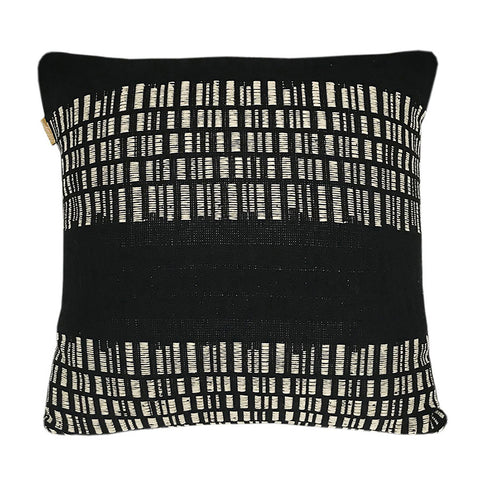 Kaila Bark Stripe Cotton Black Cushion Pillow