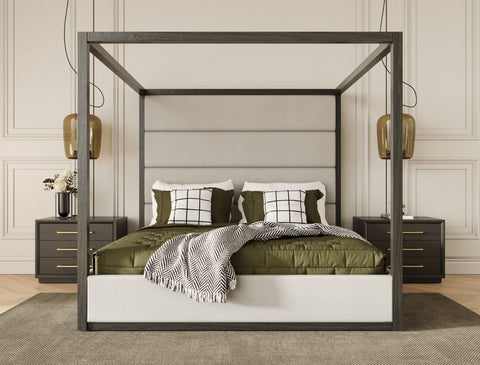 Modrest Manhattan Contemporary Canopy Grey Bed Queen Model VGMA-BR-127-BED-queen