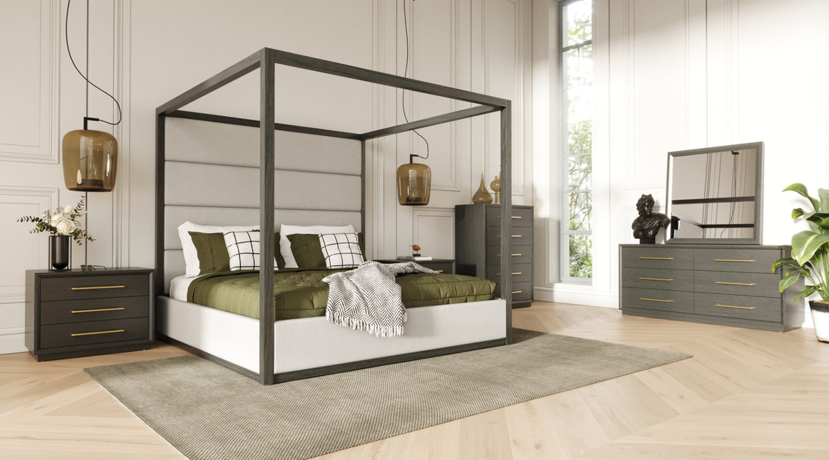 Modrest Manhattan Contemporary Canopy Grey Bed  Model VGMA-BR-127-BED