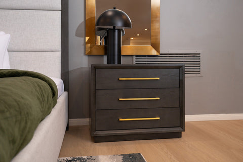Modrest Manhattan Contemporary Grey and Gold Nightstand