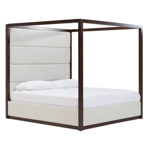 Modrest Manhattan Contemporary Canopy Brown Oak Bed  Model VGMA-BR-127-BED-CRY