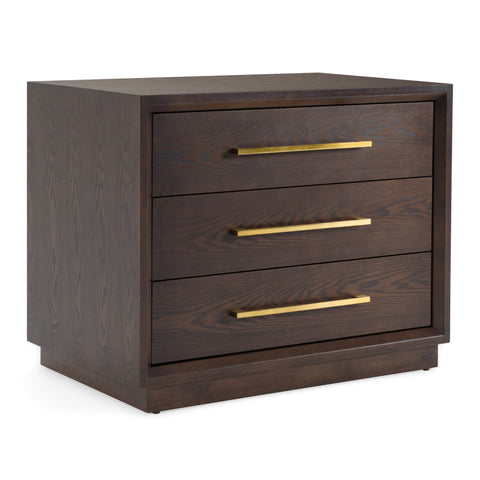 Modrest Manhattan Contemporary Brown Oak And Gold Nightstand Model VGMA-BR-127-NS-CRY