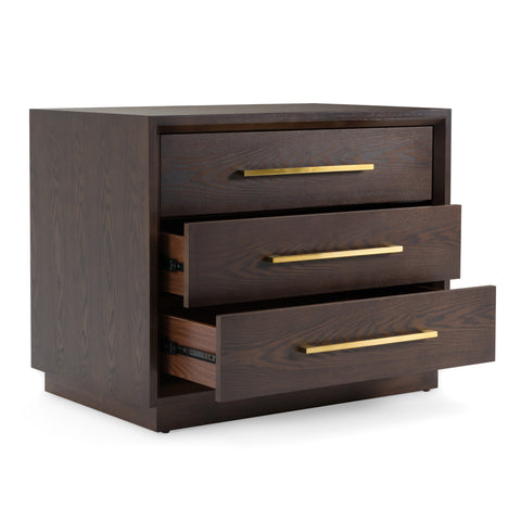 Modrest Manhattan Contemporary Brown Oak And Gold Nightstand Model VGMA-BR-127-NS-CRY