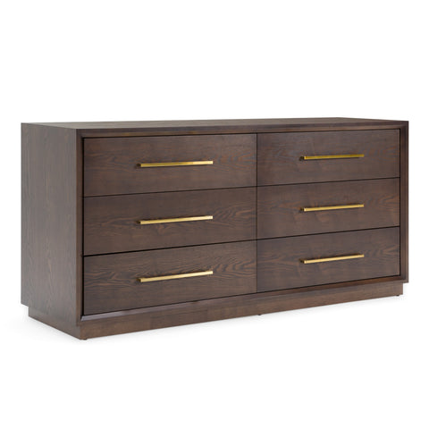 Modrest Manhattan Contemporary Brown Oak And Gold Dresser  Model VGMA-BR-127-DRS-CRY