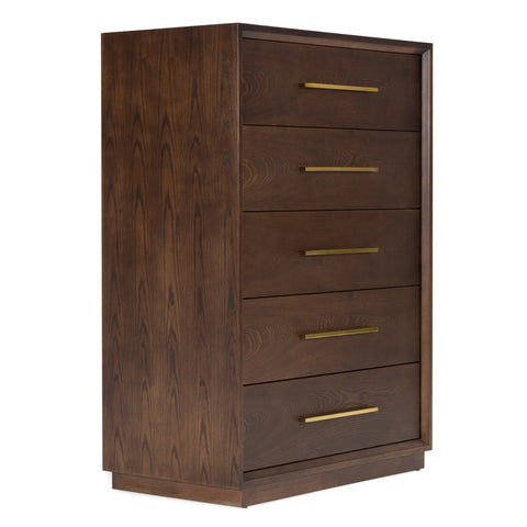 Modrest Manhattan Contemporary Brown Oak And Gold Chest Model VGMA-BR-127-CST-CRY