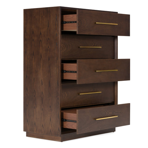 Modrest Manhattan Contemporary Brown Oak And Gold Chest Model VGMA-BR-127-CST-CRY