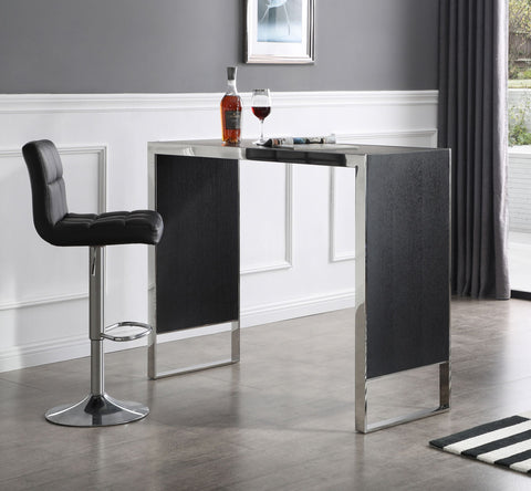 Modrest Manston Modern Black Oak & Stainless Steel Bar Table By VIG Furniture