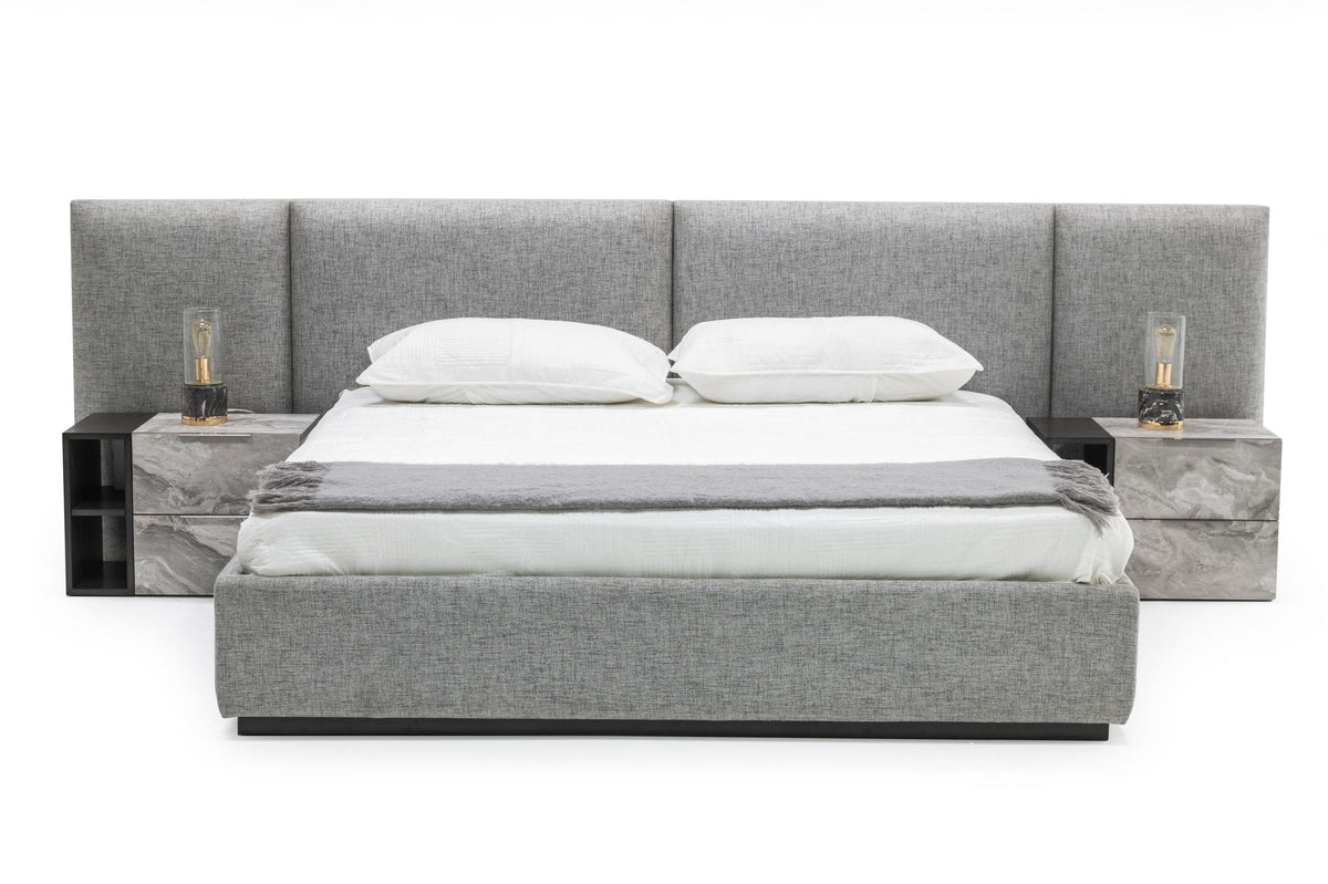 Nova Domus Maranello Eastern King Modern Grey Bed Model VGMAMQT-S25-BR-121-GRY-BED-EK