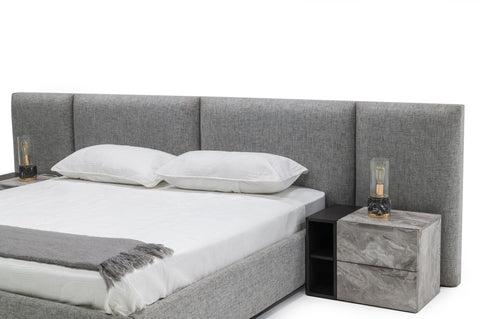 Nova Domus Maranello Modern Grey Fabric Bed With Two Nightstands Model VGMABR-121-GRY-BED