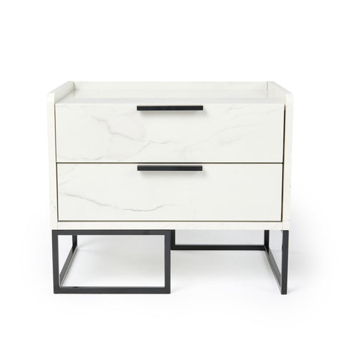 Nova Domus Marbella Italian Modern White Marble Nightstand Model VGACMARBELLA-NS