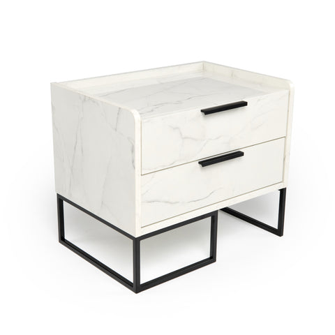 Nova Domus Marbella Italian Modern White Marble Nightstand Model VGACMARBELLA-NS