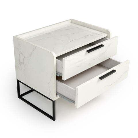 Nova Domus Marbella Italian Modern White Marble Nightstand Model VGACMARBELLA-NS