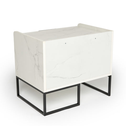 Nova Domus Marbella Italian Modern White Marble Nightstand Model VGACMARBELLA-NS