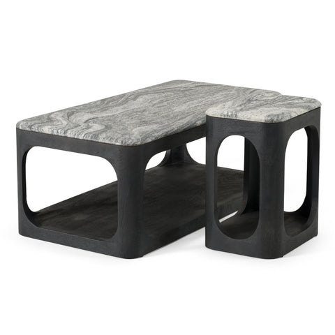 Modrest Marco Modern Black & White Granite End Table Model VGNR-NI90023