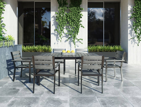 Divani Casa Marina Grey Outdoor Dining Table Set By VIG Furniture